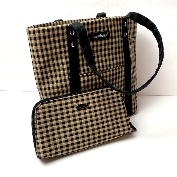 Longaberger Homestead Small Plaid Tote Handbag and make up bag - Picture 10 of 12